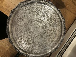 Large Vintage Persian Serving Tray,  Appears To Be Hallmarked 764g