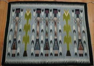 Authentic Native American Navajo Yei Hand Made Vintage Wool Rug 3 ' 1 