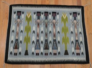 Authentic Native American Navajo Yei Hand Made Vintage Wool Rug 3 ' 1 