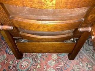 Antique Mission Arts & Crafts Quarter Sewn Oak Bowed Arm Morris Reclining Chair 5