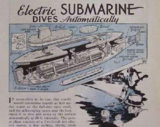 Toy Submarine Battery Powered 1932 Howto Build Plans Vintage