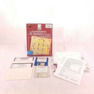 Vtg Scrabble Big Box Pc Computer Word Game Ibm 3.  5” 5.  5 " Floppy Crossword G2