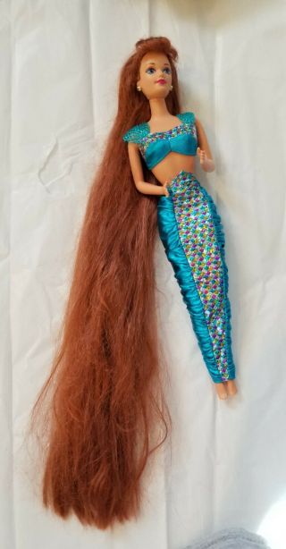Vintage Rare 1995 Jewel Hair Mermaid Midge Doll Longest Red Hair