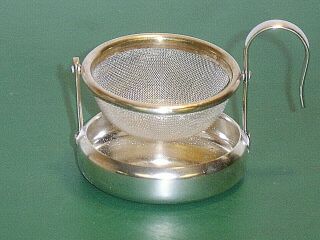 Vintage Germany Silver Plated Swivel Tea Bag Holder Strainer W/ Mesh Basket