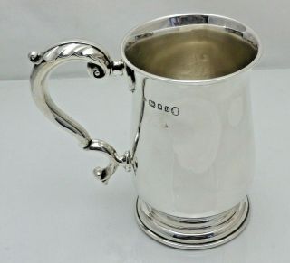 Vintage Solid Sterling Silver Baluster Shaped One Pint Tankard Cup (vge)