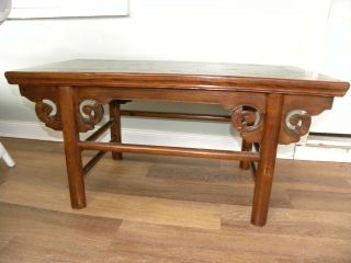Antique Chinese Qing Style Rosewood Altar Table Bench,  Carved
