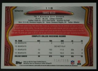 TRAVIS KELCE RC ROOKIE 134/399 - 2013 Topps Chrome Pink Refractor No.  118 2