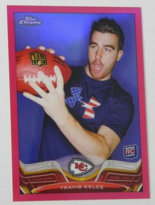 TRAVIS KELCE RC ROOKIE 134/399 - 2013 Topps Chrome Pink Refractor No.  118 3