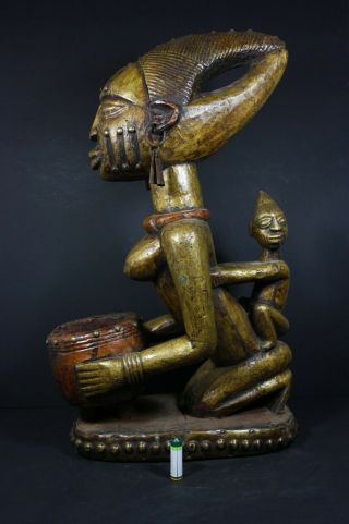 Large 22 " African Copper Plated Maternity Figure - Yoruba Nigeria Tribal Art