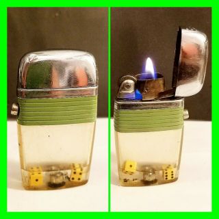 Vintage Scripto Vu - Lighter Green Band With Dice In
