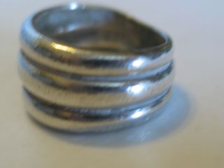 Vintage Sterling Silver Hand Made 3 Tier Size 4 Bold Ring