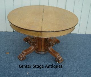 61463 Antique Victorian Dining Table With Lion Face Claw Foot Top 44 " W
