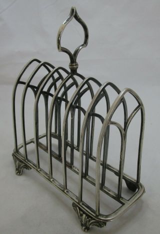 Antique Victorian Sterling Silver Gothic Toast Rack,  1853,  434g
