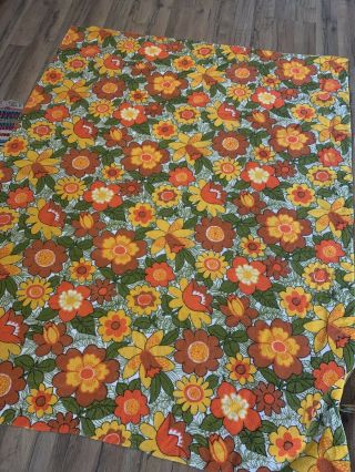 Vintage Terry Cloth Tablecloth - 51 " X 62 " - Flower Power,  Mod,  1960 