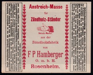 Large Vintage Matchbox Advertising Label (9.  2 X 11.  5 Cm)