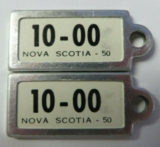 Vintage 1950 Nova Scotia,  Canada License Plate Tag Keychain Fob Dav Pair