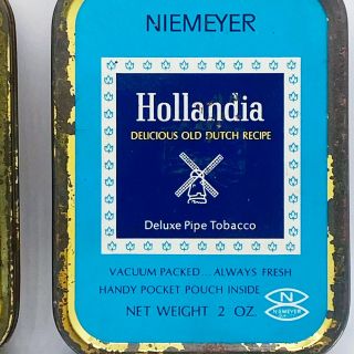 Vintage Niemeyer English Latakia & Hollandia Pipe Tobacco Tins w/ Lids Set of 2 3
