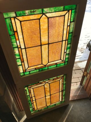 Sg 3168 2 Av Priced Each Antique Stained Glass Window 25 X 28