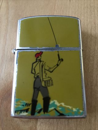 Vintage Rogers Sportsman Lighter Fly Fisherman Zippo