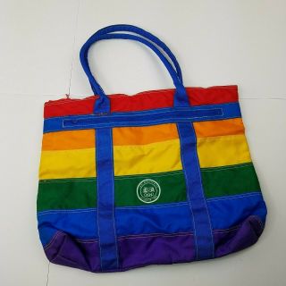 Vintage 1984 Levi Strauss Usa Olympics Rainbow Stripe Pride Flag Nylon Tote Bag