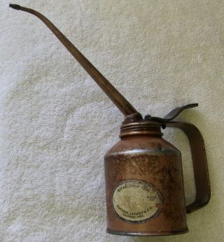 Vintage Golden Rod Dutton - Lainson Pump Oil Can Spout Oiler Service Station Usa