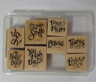 Stampin Up Everyday Expressions 1997 Retired Vintage Rubber Stamp Set Of 8