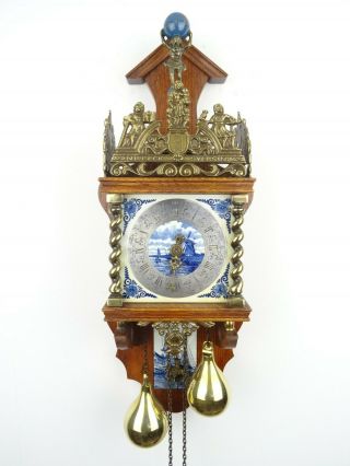 Zaanse Delft Dutch Wall Clock Vintage Antique 8 Day (warmink Wuba Junghans Era)
