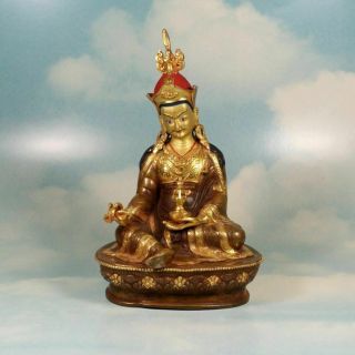 Chinese Tibetan Or Nepalese Gilt Bronze Statue Of Deity Figure