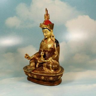 Chinese Tibetan or Nepalese Gilt Bronze Statue of Deity Figure 2