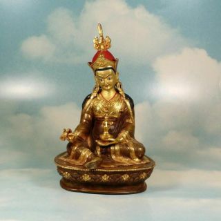 Chinese Tibetan or Nepalese Gilt Bronze Statue of Deity Figure 6