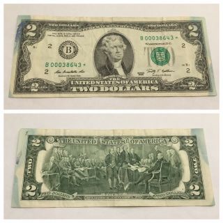 Vintage Rare $2 York Star 2009 Two Dollar Bill Jefferson Federal Reserve