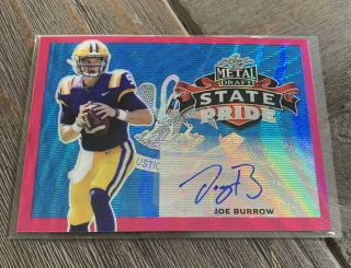 Joe Burrow Only 10 Made 2020 Leaf Metal Draft State Pride Autograph Wave Pink