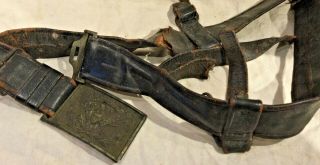 Us Civil War Era Brass Eagle Belt Buckle On Leather Sword Belt True Antique