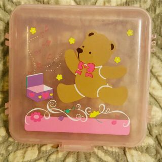 A Very Cute Vintage Sanrio Teddy Bear Small Plastic Trinket Box