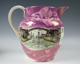 Antique Sunderland Pink Luster large Pitcher Creamware Glaze 2