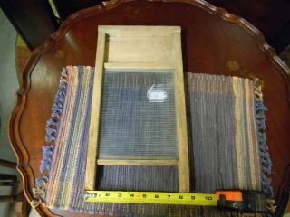 Antique /vintage Glass And Wood Washboard Small Victory National Washboard Co