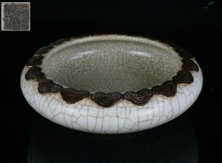 Antique Chinese Crackle Glaze Ge Type Porcelain Washer Yongzheng Mark 19thc Qing