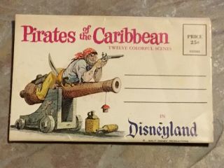 Vintage 1960s Disneyland Pirates Of The Caribbean Picture Postcard Folder Rare