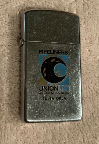 Vintage Zippo Lighter.  Pipeliners Union 798.  Slim