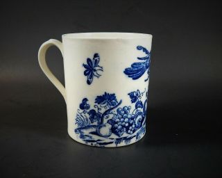 Antique Dr.  Wall 1st Period Worcester Caughley Mug Parrot Pecking Fruit c.  1775 6