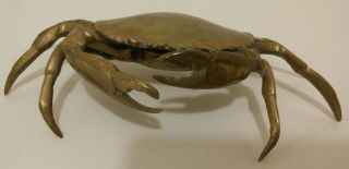 Vintage Brass Crab Hinged Trinket Holder Box Tray Cigarette Cigar Ashtray 8 "