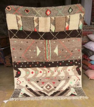 Moroccan Boujad Pretty 100 Wool Handmade Vintage Rug Berber (5 Ft X 6,  8 Ft)