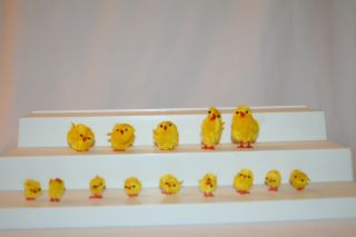 14 Vintage Chenille Pipe Cleaner Easter Chicks Yellow Miniature