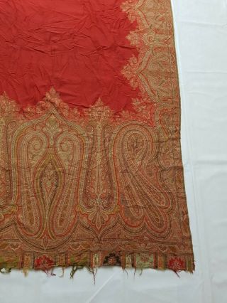 Antique French Paisley Kashmir Shawl Woolen Multi Color 308x142cm 2