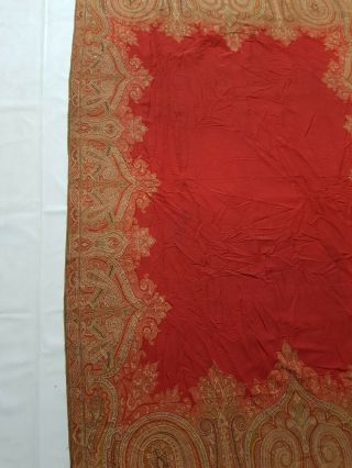 Antique French Paisley Kashmir Shawl Woolen Multi Color 308x142cm 5