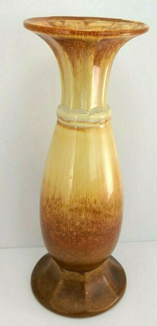 Vintage Royal Haeger Art Pottery - Usa - Drip Vase - Amber Yellow Brown - 12 " Tall