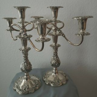 Two Vintage Sheffield Silver Plated Candelabras 16 " Tall,  Stamped Epc 1114