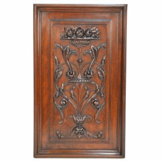 Antique French Carved Walnut Floral Architectural Salvaged Panel