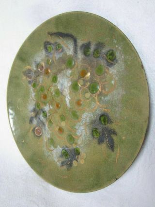 Vintage Sascha Brastoff Pottery Enamel On Copper Grape Plate,  11 1/2 "