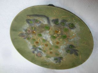 Vintage Sascha Brastoff Pottery Enamel On Copper Grape Plate,  11 1/2 